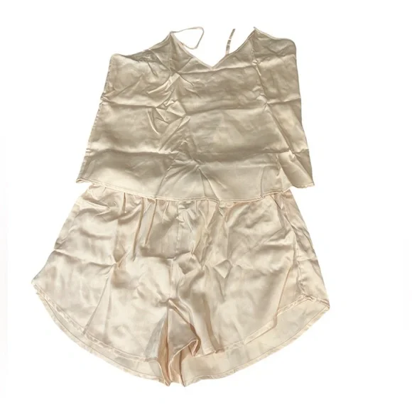Ettitude Sateen Cami and Shortie Setin Oat Size Medium
